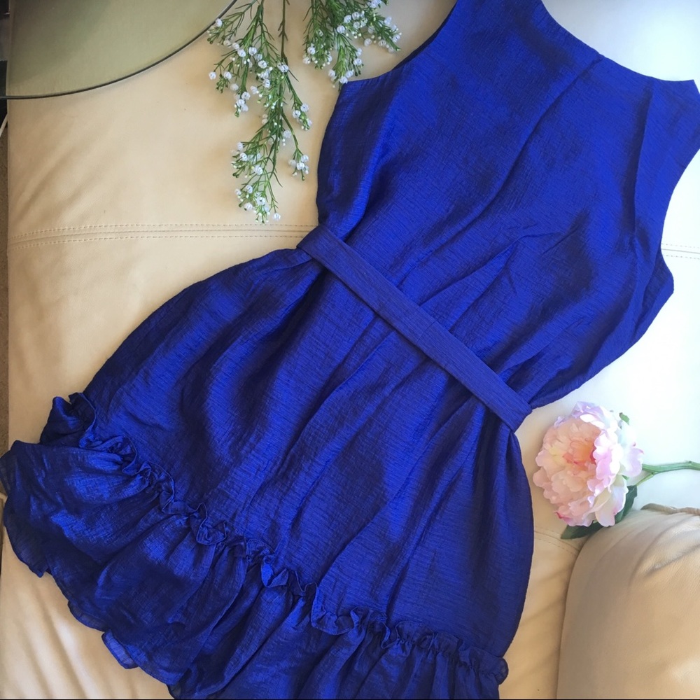 HP! 🎉 Cremiux sapphire blue lace and ruffle dress - Picture 4 of 5
